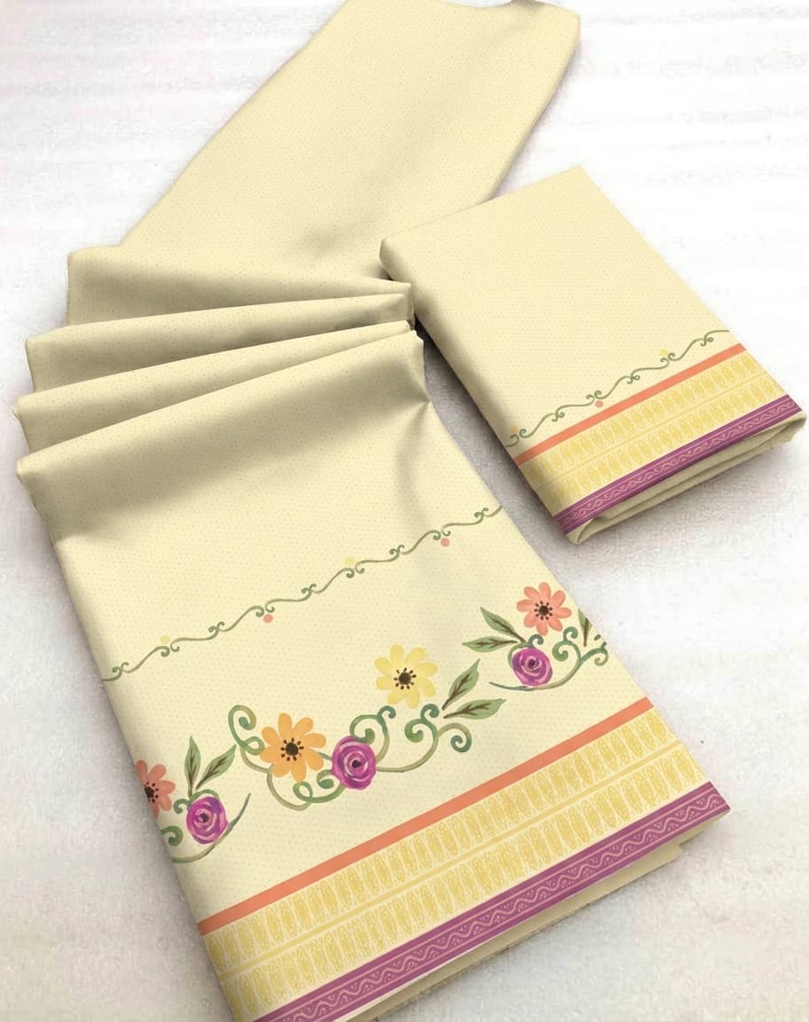 Butter Accent - Digital Printed Rida Fabric | Menodora